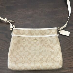 Coach Beige and Cream Signature Crossbody